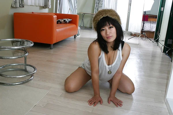 Loveable asian teen Kotomi Ishioka undressing and toying her cunt  - Japanese, Asian, Teen, Shorts, Brunette, Lingerie, Hairy, Ass, Dildo, Masturbation  - Photo 4