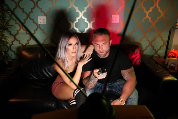 Platinum blonde teen Vanessa Skye has sex with her guy after they watch TV  - Fetish, Cumshot, Kissing, Stockings, Big Tits, Cum In Mouth, Tattoo, Clothed, Hardcore, Piercing  - Photo 1