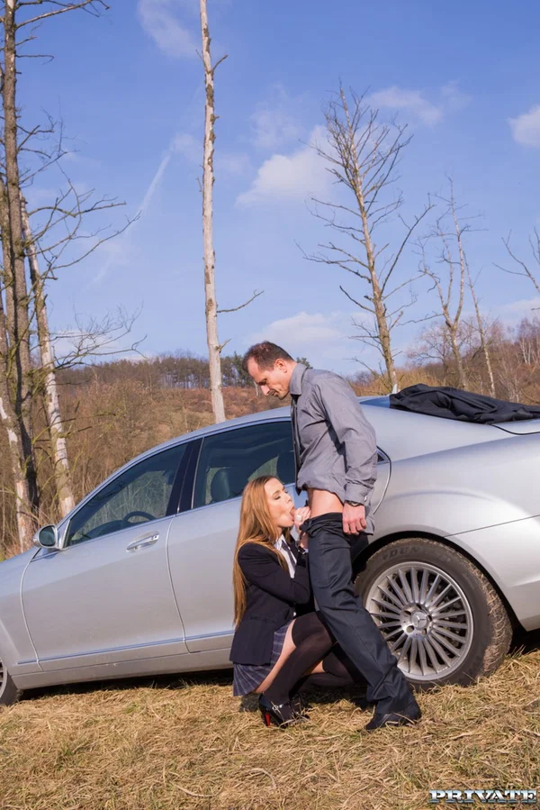 Czech beauty Alexis Crystal gets banged roughly by her older driver  - Schoolgirl, Pornstar, Czech, Pussy, Spreading, Outdoor, White  - Photo 14