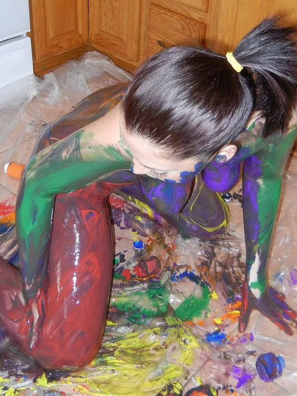 Naked amateur Melina Mason gets paint all over her sexy body in the kitchen  - MILF, Fetish, Amateur, Petite, Ass, Pussy, Kitchen, Spreading, Non Nude, PAWG  - Photo 16