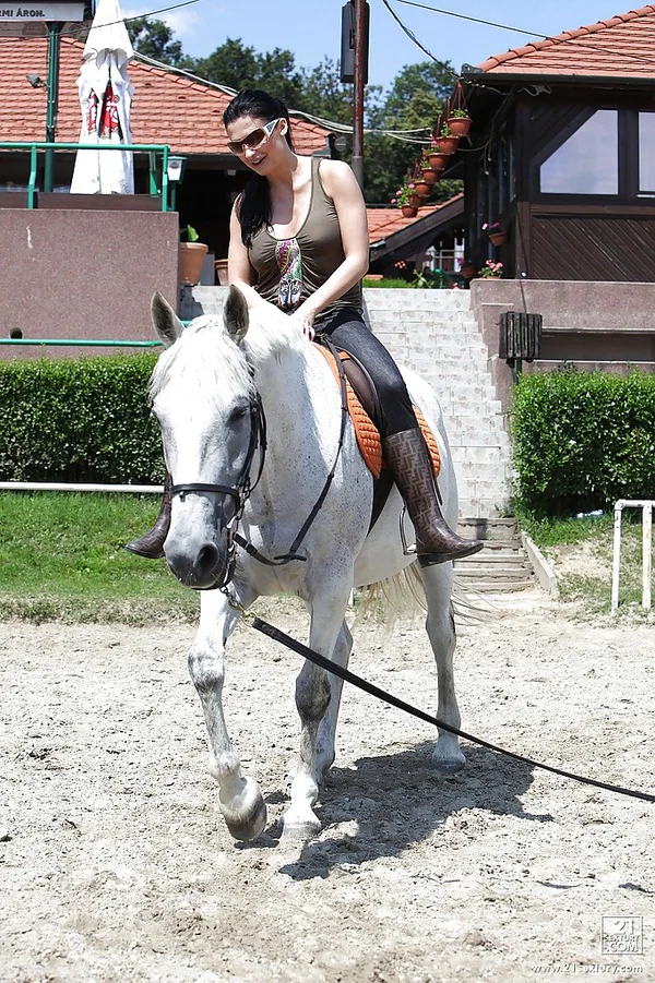 Pornstar Aletta Ocean is riding a horse outdoor in glasses  - Outdoor, Pornstar, Glasses  - Photo 5