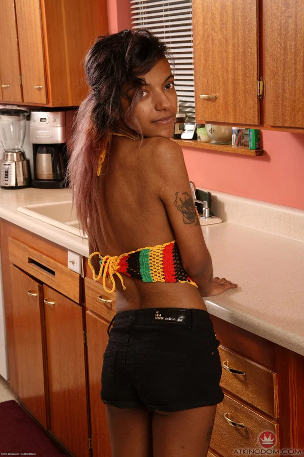 Exotic ebony Yvette stripping in the kitchen and showing her hairy holes  - Ebony, Hairy, Petite, Teen, Cute, Pussy, African, Amateur, Black, Feet  - Photo 3