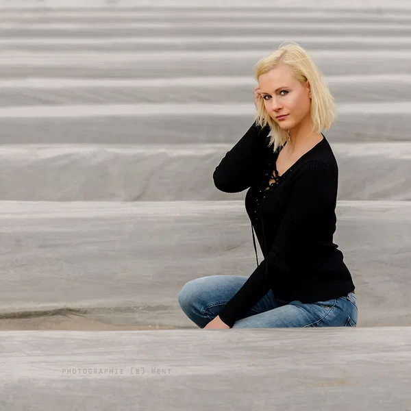 Sweet blonde babe Maria Braun posing in her gorgeous outfit outdoors  - Jeans, Short Hair, Clothed, Outdoor, Beautiful, Babe, Non Nude, Blonde, Glasses, Solo  - Photo 7
