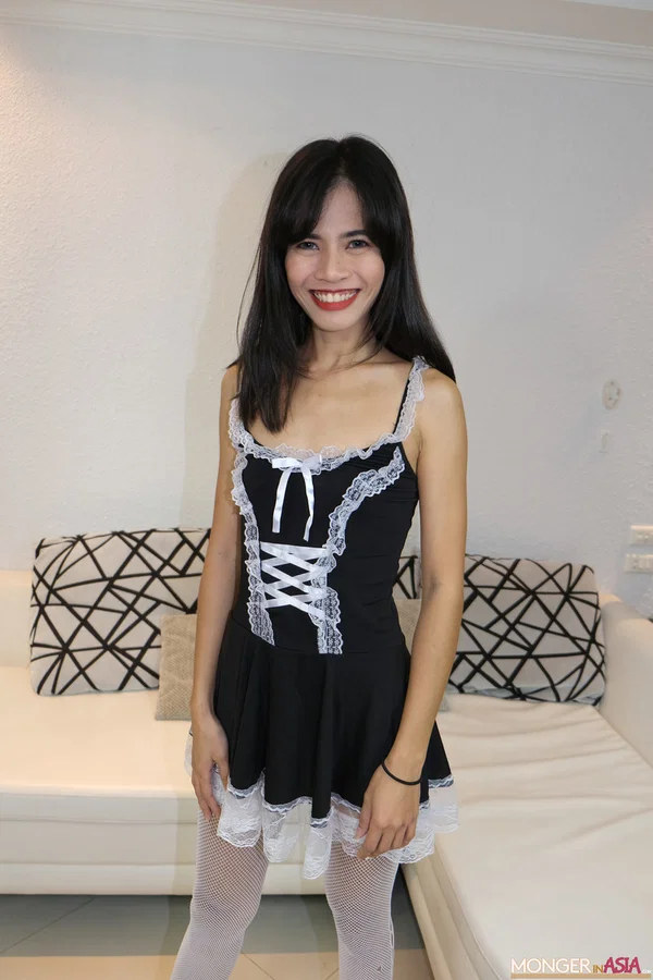 Asian maid Parawisa shows her tiny tits & her shaved cunt in the living room  - Maid, Asian, Amateur, Latina, MILF, Couple, Perfect, Spreading, Sexy, Skinny  - Photo 1