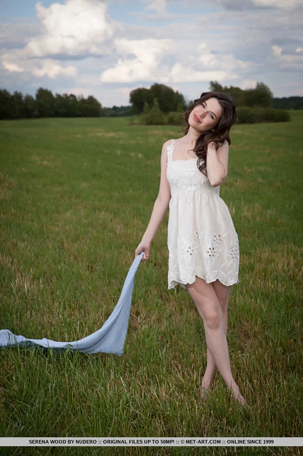 Brunette babe Serena Wood exposing small teen tits for outdoor glam pics  - Teen, Outdoor, Brunette, Babe, Glamour, Shaved, Clothed, Skirt, Feet, Tiny Tits  - Photo 9