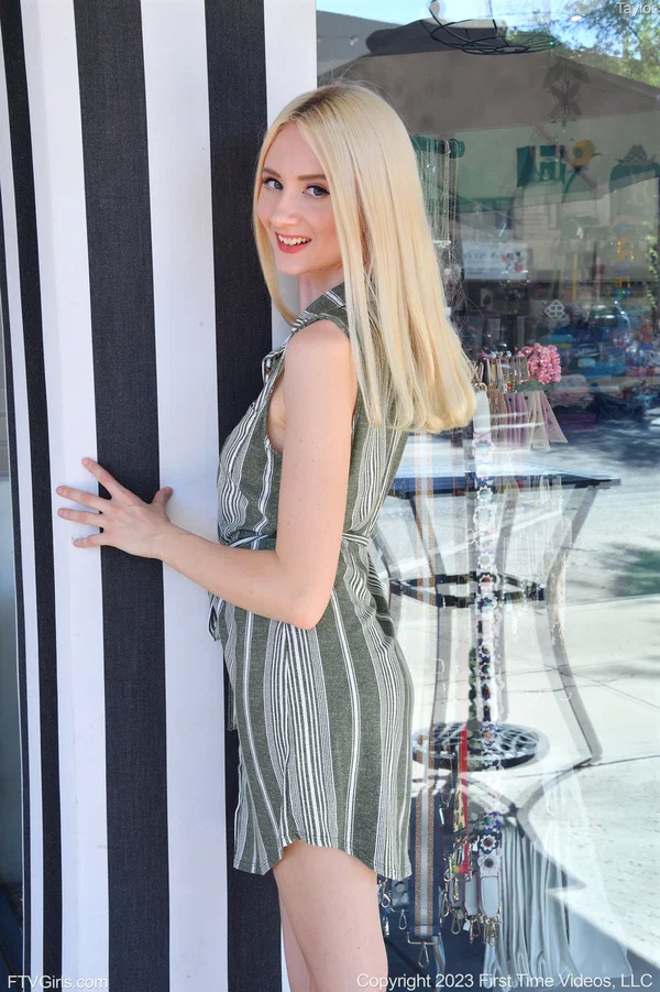 Naughty babe Taylor shows off her small booty and her shaved pussy in public  - Public, Petite, Upskirt, Beautiful, Dress, Amateur, Babe, Ass, High Heels, Pale  - Photo 11