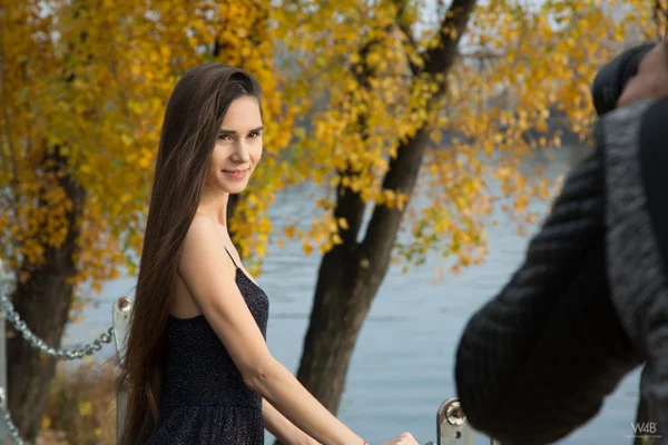 Beautiful Russian teen Leona Mia poses and goes topless at the park  - Public, POV, Russian, Tiny Tits, Outdoor, Natural Tits, Skirt, High Heels, Dress, Skinny  - Photo 1