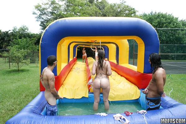 Frisky gals showing off their blowjob skills at the pool party  - Party, Bikini, Pool, Ass, Blowjob, Outdoor, PAWG, Tiny Tits  - Photo 9