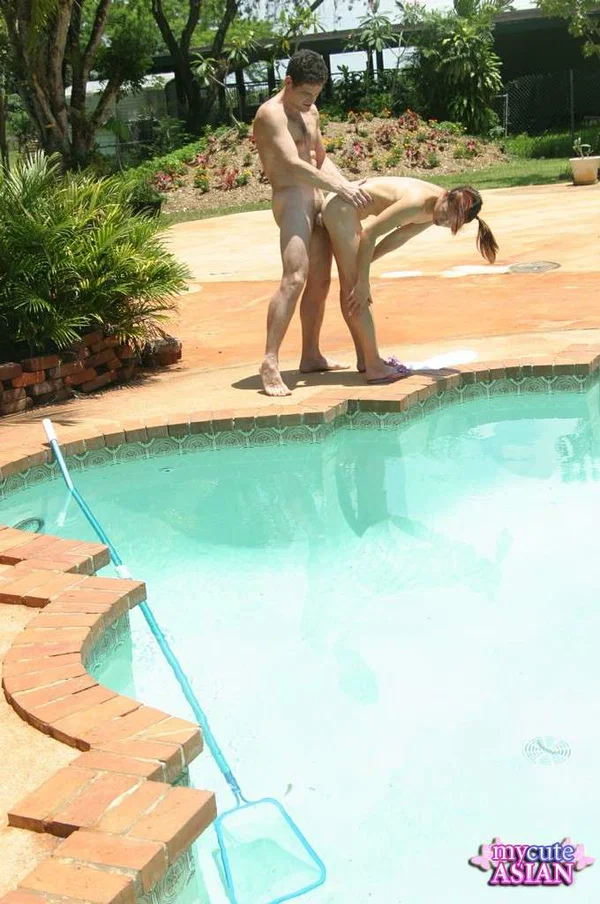 Asian amateur spits out cum after pussy to mouth sex on side of swimming pool  - Pool, Asian, Ass Fucking, Outdoor, Hardcore, Facial, Cum In Mouth, Amateur, Babe, Cumshot  - Photo 3