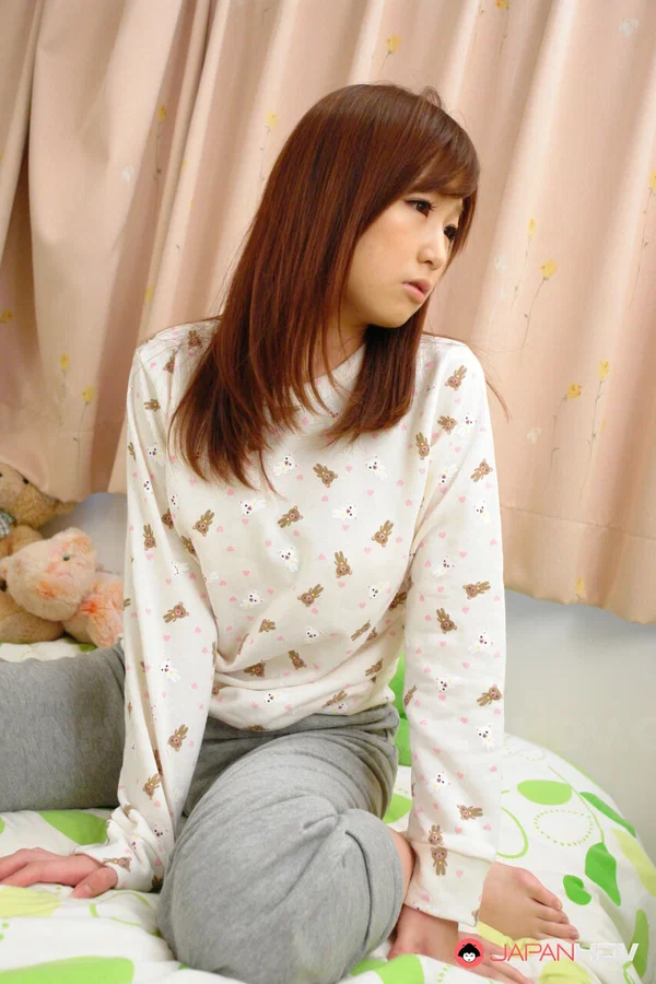 Japanese girl Shino Tanaka masturbates with a sex toy in her pajamas  - Hairy, Nipples, Dildo, Close Up, Masturbation, Asian, Brunette, Feet, Spreading, Pussy  - Photo 2