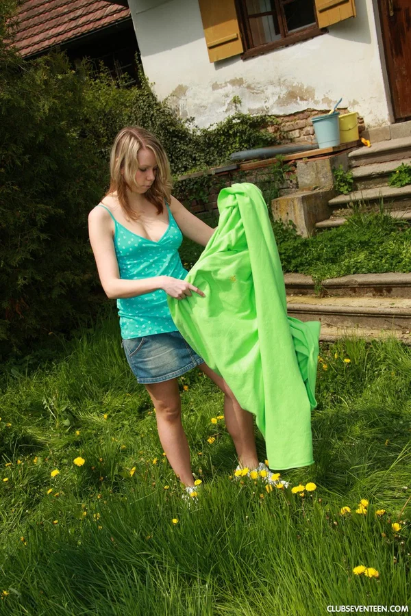 Playful European teen Sue A fingering and toying her pussy in the garden  - Upskirt, Panties, Outdoor, Teen, Big Clit, Ass, Pussy, Spreading, Asshole, Skirt  - Photo 2