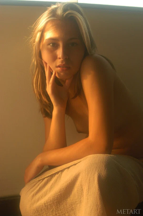 Blonde teen models topless in a skirt while the sun streams in on her  - Teen, Beautiful, Glamour, Babe, Cute, Solo, Model  - Photo 10