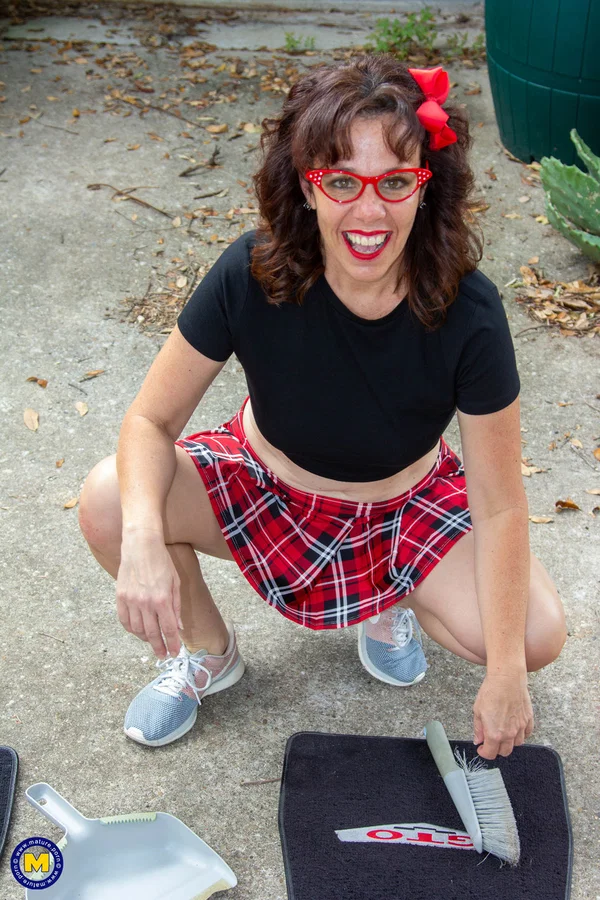 Gorgeous MILF Sonic spreads her yummy pussy & masturbates with a dildo  - Big Clit, Glasses, MILF, Upskirt, Spreading, Pussy, Masturbation, Skirt, Sexy, Amateur  - Photo 2
