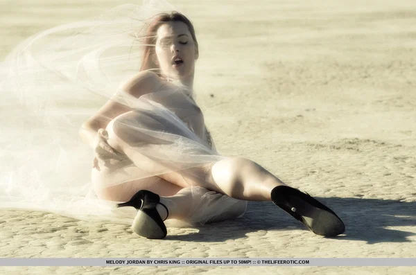 Redheaded girl Melody Jordan takes off her bra and panty set on a dry lake bed  - Beautiful, Redhead, Outdoor, Hairy, Pussy, Lingerie, Panties, Tiny Tits, Natural Tits, Solo  - Photo 10