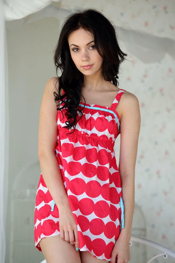 Beautiful brunette teen Joanna gets bare naked in a confident fashion  - Beautiful, Skirt, Teen, Upskirt, Shaved, Model, Close Up, Clothed, Tiny Tits, Pussy  - Photo 1