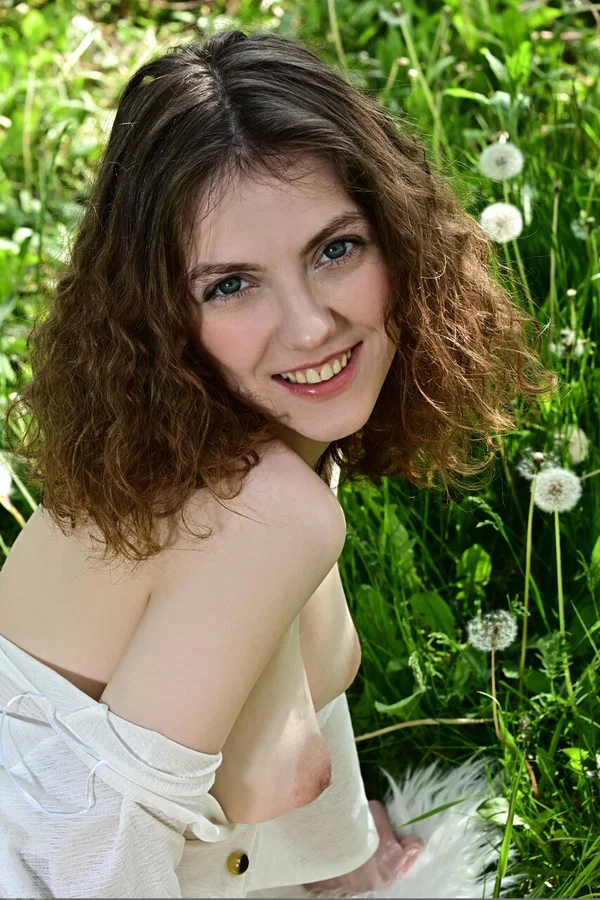 Nice teen with curly hair gets totally naked on a blanket in a grassy area  - Curly, Outdoor, Ass, Shaved, Skirt, Clothed, Asshole, Babe, Beautiful, Solo  - Photo 7