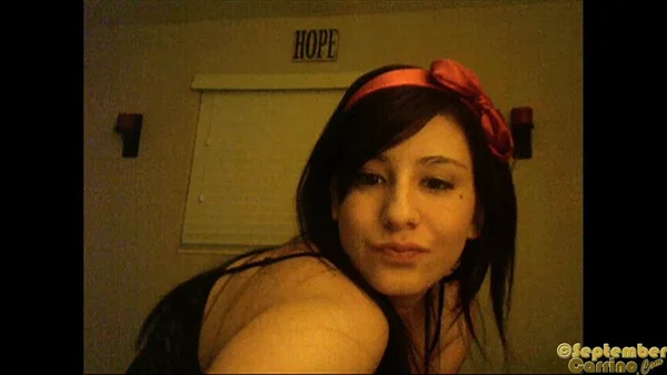 Hot babe with big tits September Carrino posing at home on the webcam  - Big Tits  - Photo 1