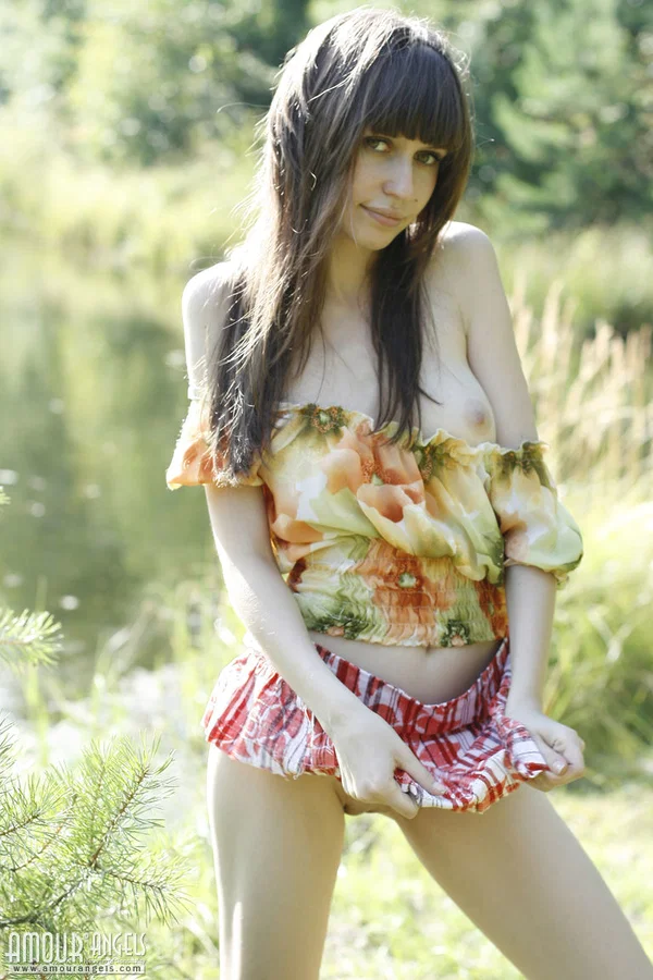 Beautiful teen Lena exposes her pert tits and bald cunt by the lake  - Teen, Outdoor, Skirt, Pussy, Babe, Brunette, Spreading, Upskirt, Clothed, Feet  - Photo 18