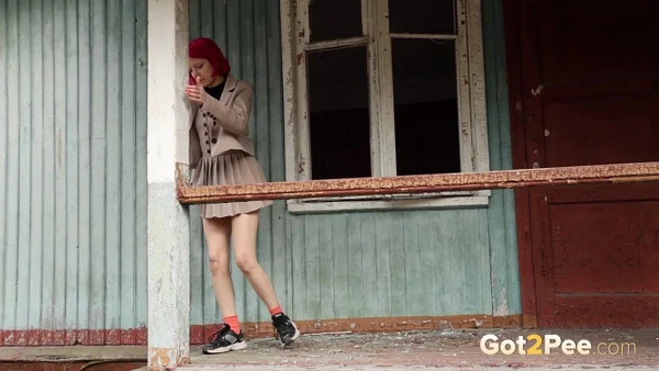 Vasya pulls down her panties while taking an outdoor piss in a miniskirt  - Pissing, Outdoor, Ass, Close Up, Panties, Pussy, European, Skirt, PAWG, Babe  - Photo 2