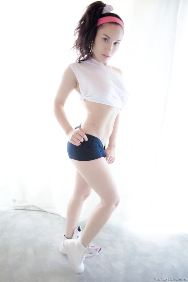 Gabriella Paltrova puts down water guns and shows her great tits and ass  - Shorts, Babe, Clothed, Ass, Brunette, Tattoo, Pussy, Face, Legs, Spreading  - Photo 2