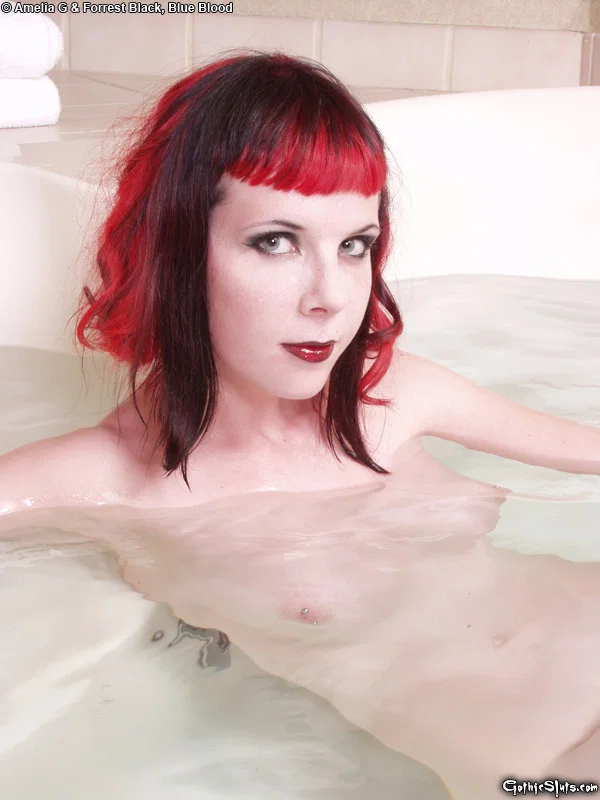 Goth girl Szandora displays her great body while nude in a bathtub  - Bath, MILF, Fetish, Redhead, Big Tits, Wet, Ass, Natural Tits, Face, PAWG  - Photo 9