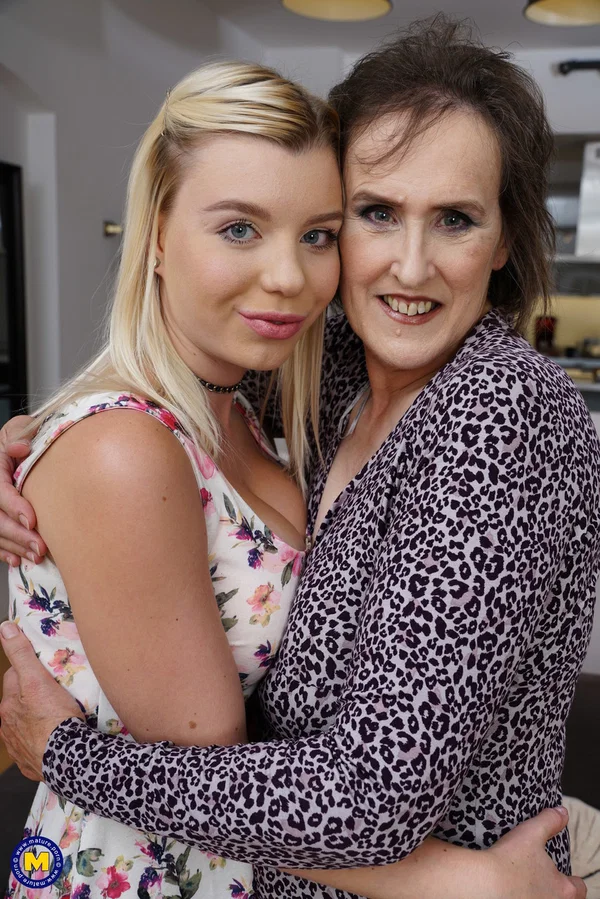 Mature woman and a young blonde girl partake in lesbian sex  - BBW, Mature, Lesbian, Amateur, Reality, Humping, Saggy Tits, Blonde, Clothed, Chubby  - Photo 3
