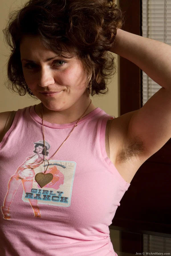 Curly headed brunette Jess shows hairy legs & pits before unveiling furry muff  - Chubby, Hairy, Curvy, Amateur, Thick, BBW, MILF, Short Hair, Spreading, Pussy  - Photo 3