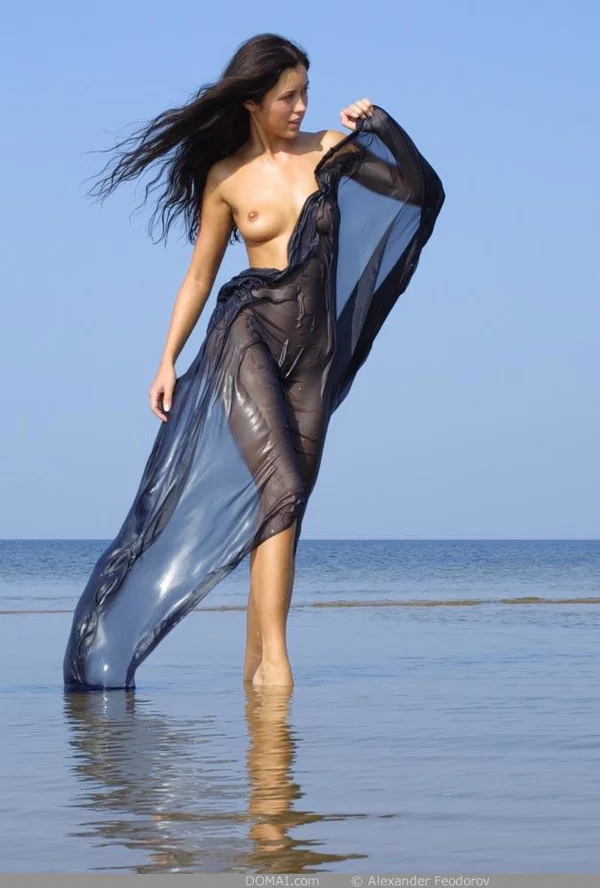 Long legged teen pulls her sheer dress over her naked body on a beach  - Teen, Glamour, Beautiful, Cute, Solo, Babe, Model  - Photo 12