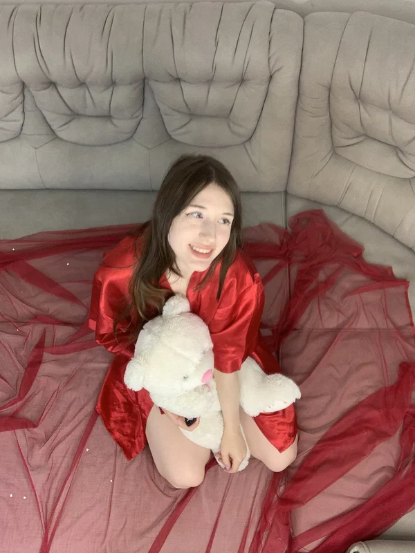 Pretty teen Lady Anika releases her firm breasts from a red satin robe  - Selfie, Amateur, Non Nude, Cute, Teen, Feet, Babe, Beautiful, Solo, Brunette  - Photo 9