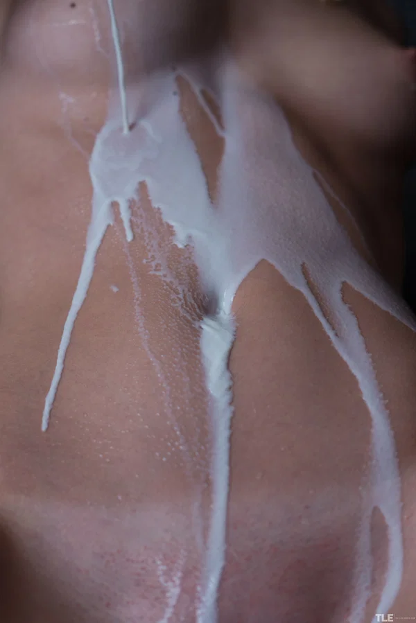 Petite teen douses her naked body in milk while taking a shower  - Wet, Teen, Perfect, Shower, Close Up, Pussy, Nipples, Brunette, Tiny Tits, Shaved  - Photo 5