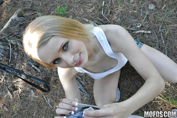 Cute blonde Megan Brown gives a blowjob and gets screwed outdoor  - Outdoor, Hardcore, Ass Fucking, Shaved, Pussy, Tiny Tits, Cumshot, Doggy Style, Blowjob, Ass  - Photo 1