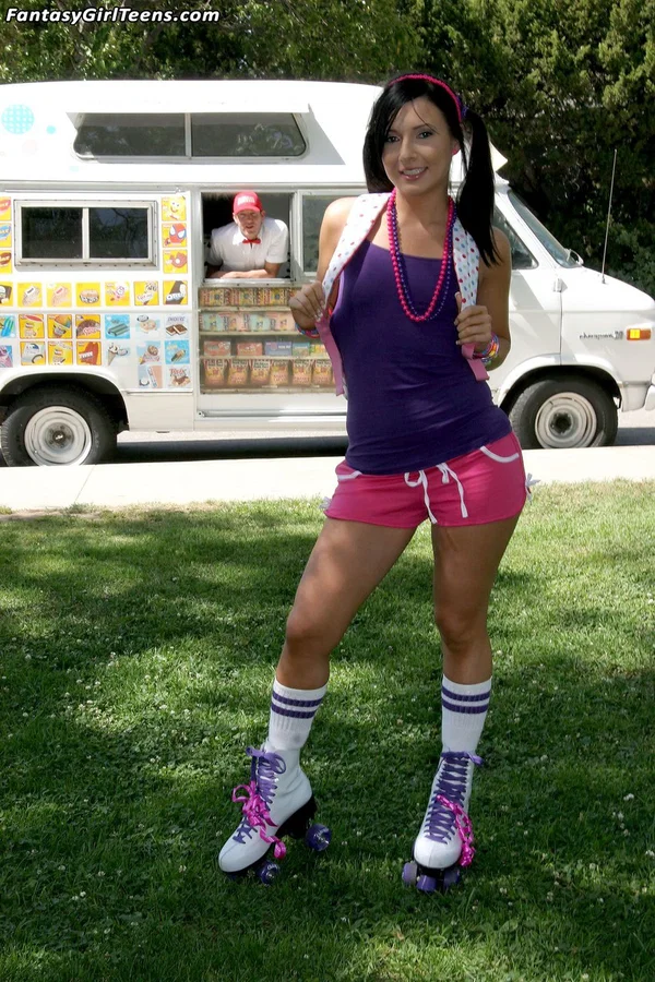 Brunette teen Ashli Orion seduces an ice-cream truck driver and fucks his dick  - Public, Petite, Shorts, Socks, Amateur, Hardcore, Reality, Pigtails, Non Nude, Natural Tits  - Photo 1