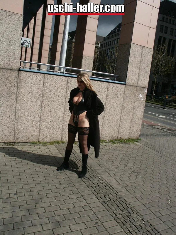 Amateur chick Marina Montana exposes her tits and ass in public places  - German, Public, Mature, Boots, Outdoor, Leather, MILF, Amateur, Stockings, Big Tits  - Photo 1