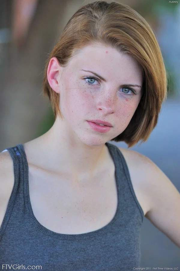 Redhead teen Aubrey shyly takes her time stripping off on the street  - Face, Teen, Cute, Tiny Tits, Outdoor, Skinny, Redhead, Babe, Jeans, Sandals  - Photo 1