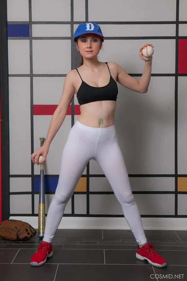 Busty girl Scarlett Jo takes off her baseball uniform to model naked in a cap  - Sports, Dildo, Big Tits, Amateur, Ass, Panties, Shaved, Clothed, Spreading, Legs  - Photo 6