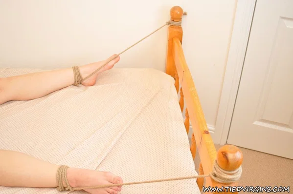 Caucasian girl sports a ball gag while somehow getting free of rope bindings  - Fetish, Lingerie, Face, British, Bondage, Skinny, BDSM, Piercing, Ass, Legs  - Photo 7