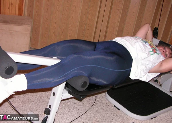 Mature amateur Devlynn exposes her tits and snatch on home gym equipment  - Yoga Pants, Sports, Mature, Amateur, Ass, Panties, Clothed, Pussy, PAWG, Feet  - Photo 3