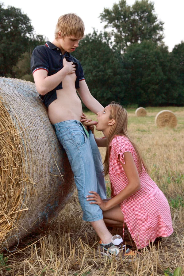 Young amateur and her boyfriend have sex up against a round bale in a field  - Amateur, Hardcore, Czech, Tall, Teen, Outdoor, Ass Fucking, Pussy Licking, Doggy Style, Cumshot  - Photo 6