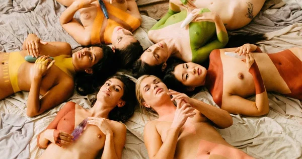 European lesbian babe Julia Roca gets a pussy licking in a wild all-girl orgy  - Erotic, European  - Photo 1