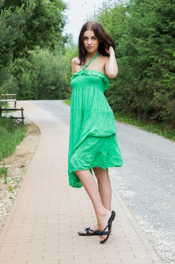 Sweet teen Evita Lima sets her great body free of a long dress on a sidewalk  - Beautiful, Natural Tits, Outdoor, Skirt, Tiny Tits, Clothed, Ass, Model, Legs, Spreading  - Photo 3