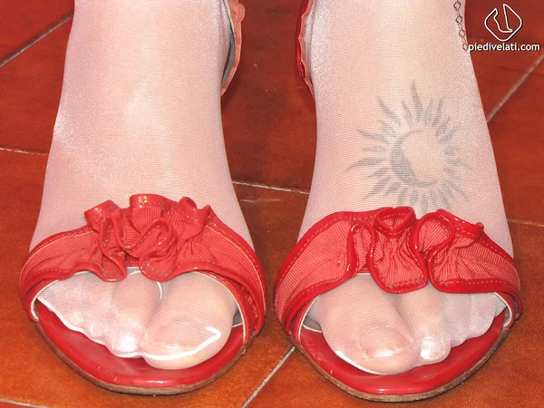 Nasty brunette Carla is a foot fetish lover in pantyhose  - Non Nude, Christmas, Pantyhose, Feet, Close Up, Babe, Tattoo, Skirt, Clothed, Beautiful  - Photo 4