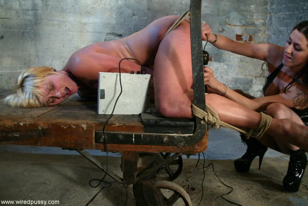 Vendetta is masturbated with electrical devices during lezdom bondage play  - BDSM, Femdom, Bondage, Lesbian, Blonde, White  - Photo 19
