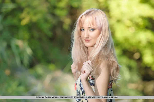 Teen model Zemira A slips off her dress to pose totally nude by a river  - Big Tits, Teen, Nipples, Outdoor, Skinny, Shaved, Spreading, Skirt, Pussy, Ass  - Photo 1
