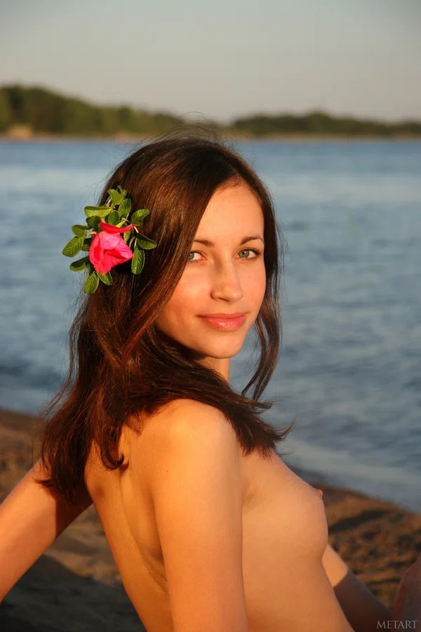 Skinny teen girl poses nude on a beach with a crown of flowers on her head  - Beach, Teen, Amateur, Outdoor, Tiny Tits, Shaved, Skinny, Brunette, Babe, Ass  - Photo 12