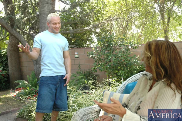 Big titted cougar Lisa Lipps has sex with a young man in her backyard garden  - Cougar, Fake Tits, Big Tits, Mature, MILF, Doggy Style, Outdoor, Blowjob, Ass Fucking, Hardcore  - Photo 5