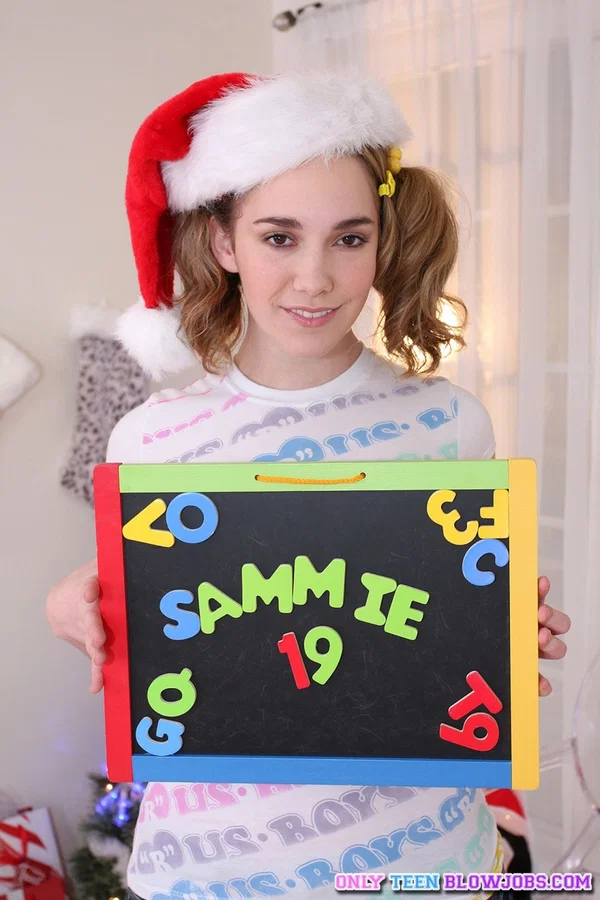Sexy teen with nice tits Sammy Grand gives a lovely BJ after stripping  - Christmas, Cumshot, Fetish, Teen, Handjob, Pigtails, Pretty, Blonde, Blowjob, Brunette  - Photo 3