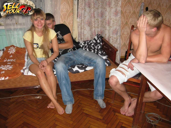 Horny blonde teen Willa gets stripped and fucked in front of her boyfriend  - Groupsex, Reality, Amateur, Piercing, Nipples, European, Blonde, Cumshot, Doggy Style, Clothed  - Photo 1