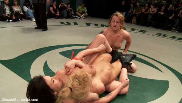 Lesbian wrestlers grind their tits together on a wrestling mat  - Sports, Blonde, Lesbian, Bondage, BDSM, Big Tits, Fake Tits, Ass, PAWG, Brunette  - Photo 13