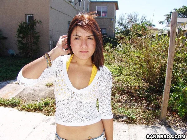 Cute Latina girl Vivi gets her natural tits sprayed with a warm load  - Latina, Public, Jeans, Cumshot, Amateur, Outdoor, Short Hair, Tiny Tits, Brunette, Non Nude  - Photo 2