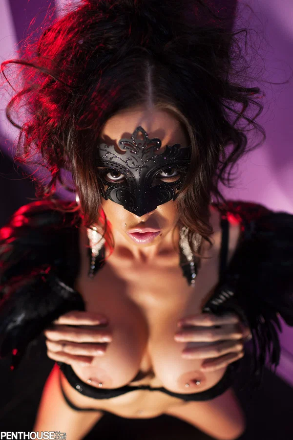 Centerfold model Brandy Aniston shows her tits and pussy while wearing a mask  - Thai, Blindfold, Centerfold, MILF, Piercing, Lingerie, Fake Tits, Babe, Close Up, Nipples  - Photo 12